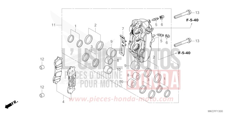 LEFT FRONT BRAKE CALIPER for Gold Wing MAT JEANS BLUE MATALLIC (PB417) from 2022